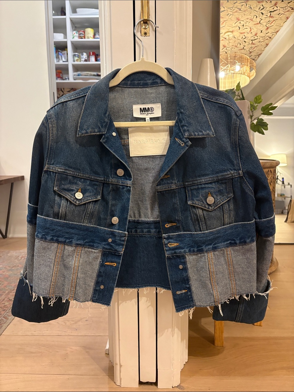 MM6 Maison Martin Margiela Two-Tone Dark Blue Patchwork Denim Jacket